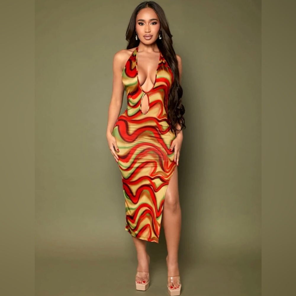 Shein Sexy Marble Cut Out Dress SZ M